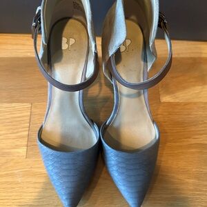 BP Snakeskin and Suede D’Orsay Heels with Brown Strap